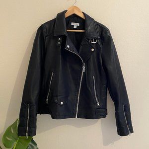 Black Topshop Faux Leather Biker Jacket